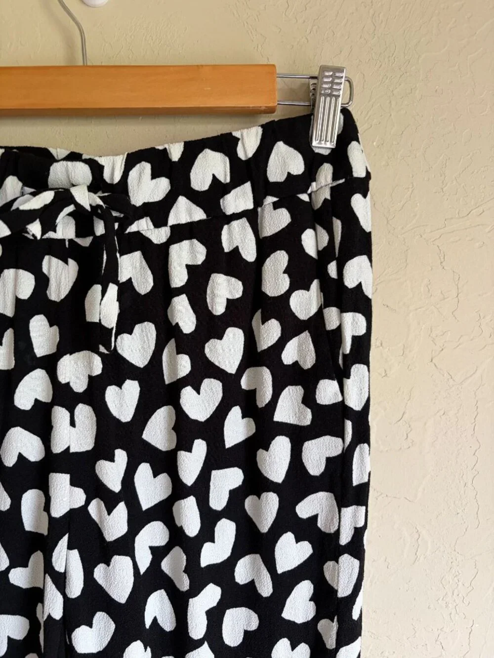 Kate Spade Black White Dancing Heart Ria Size 0 Heart Printed Pants Drawstring C
